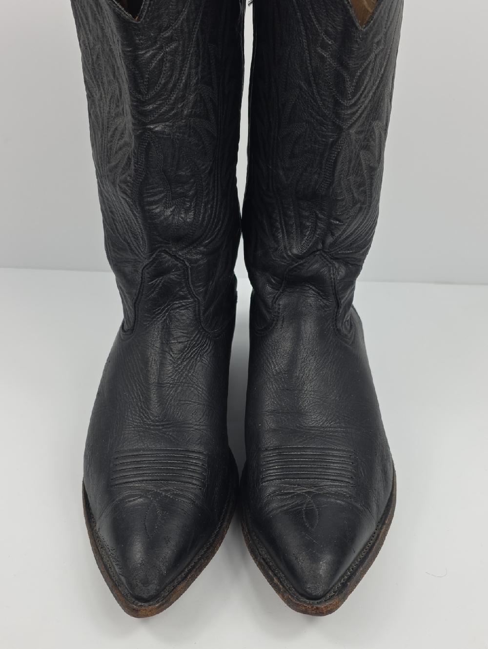 Vintage Nocona Made in USA Black Leather Western Cowboy Boots Men's Size 10.5 - Picture 6 of 16